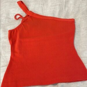 Anthropologie orange/rec One-Shoulder Tank Top